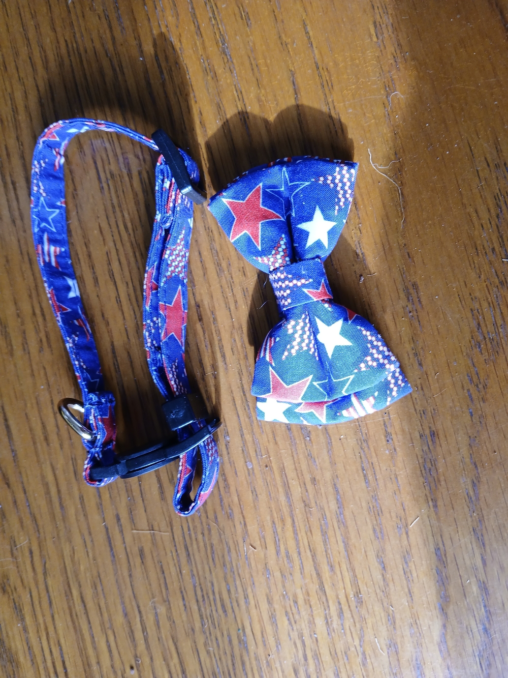Cat Star Print Bow Tie Collar - Blue